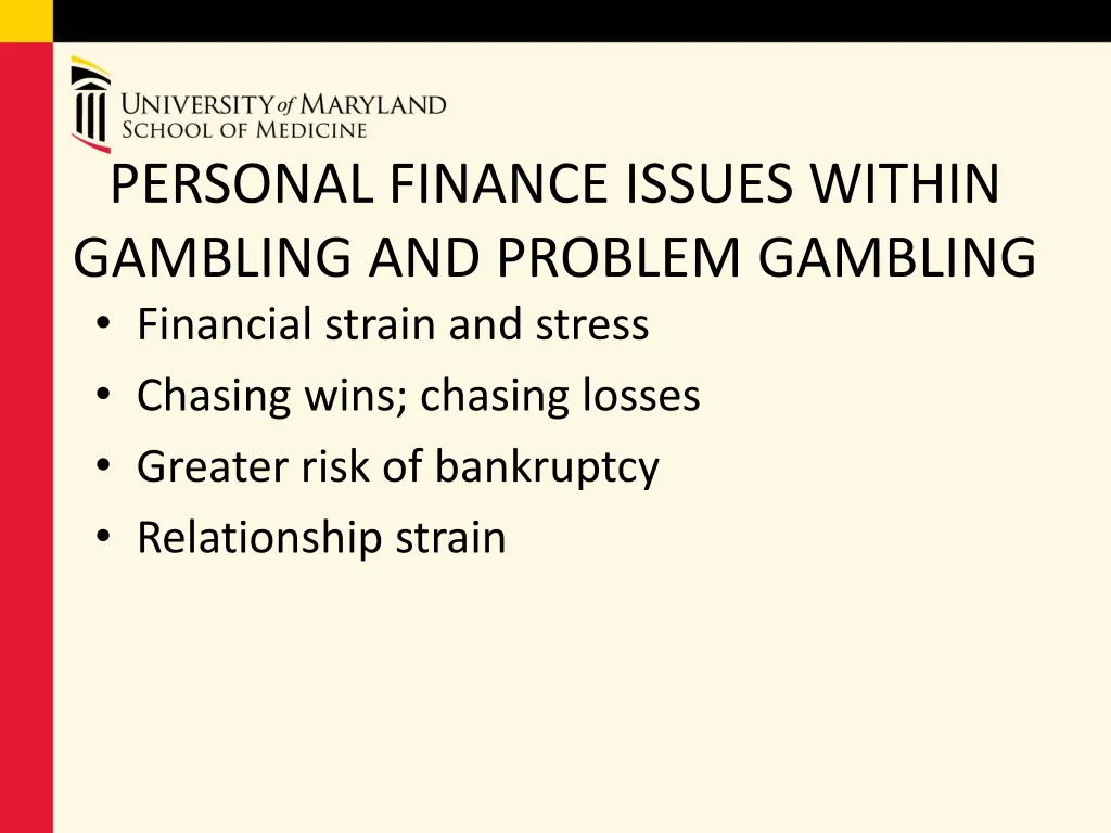 personal finance issues within gambling