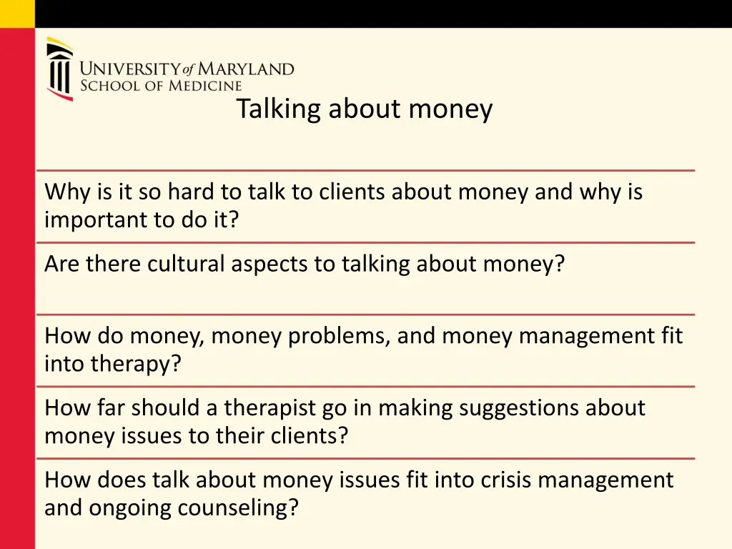 talking about money