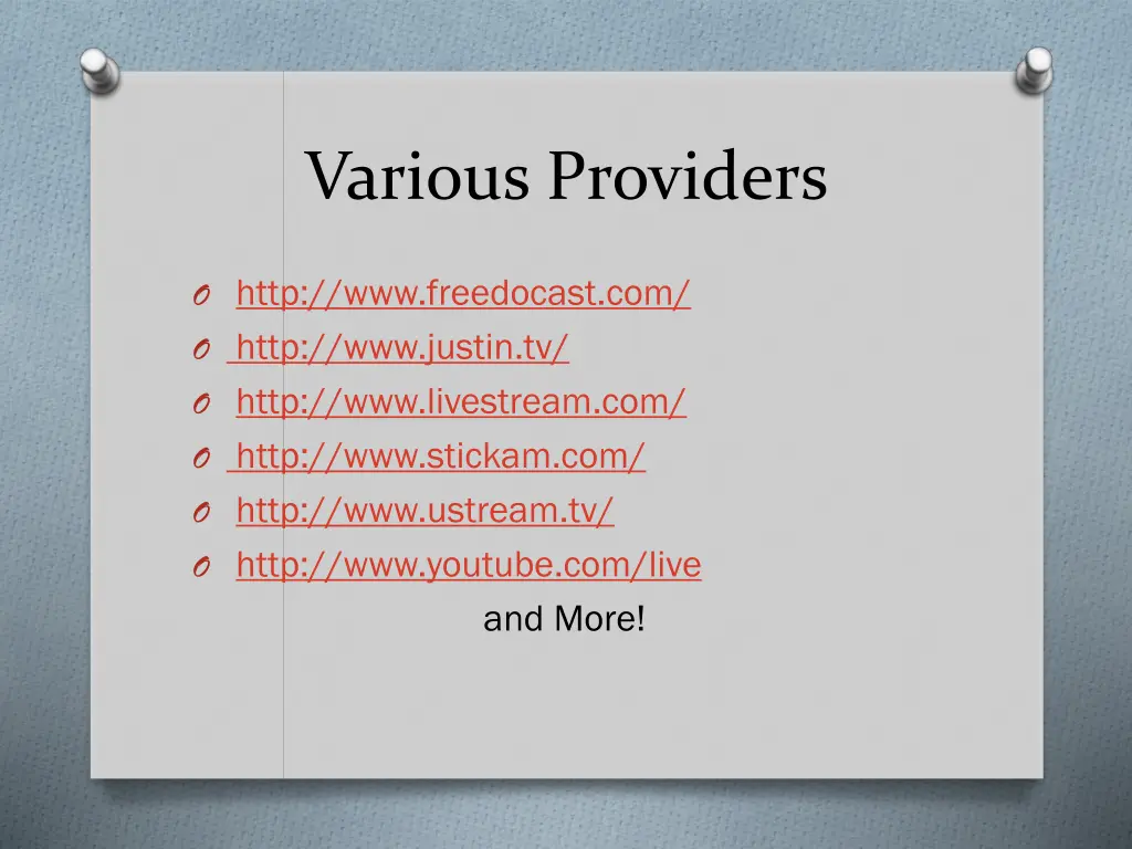 various providers