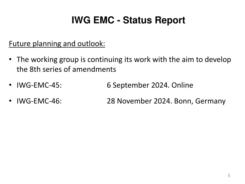 iwg emc status report 3