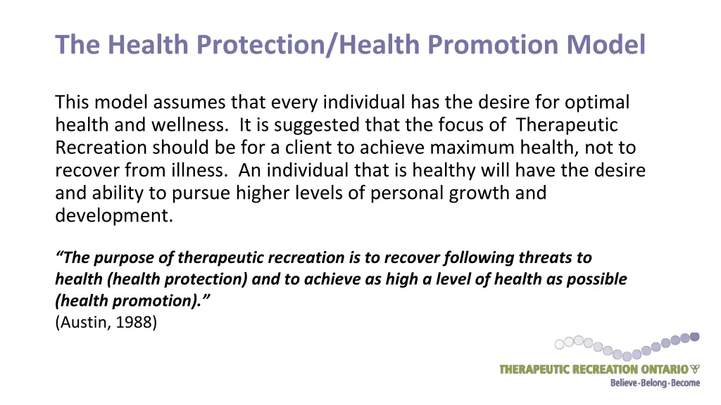 the health protection health promotion model