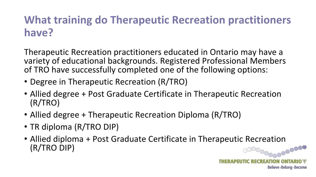 what training do therapeutic recreation