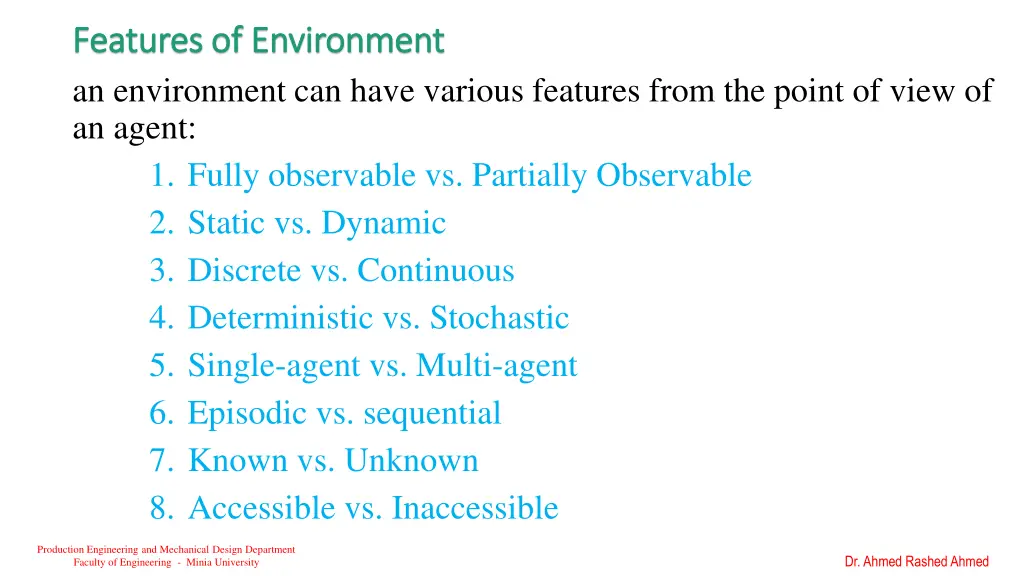 features of environment features of environment