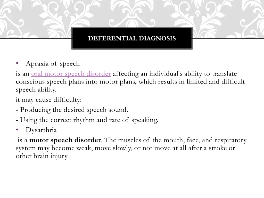 deferential diagnosis