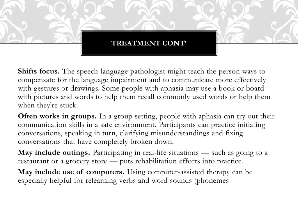 treatment cont