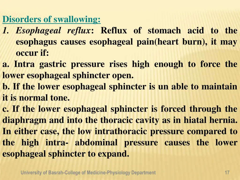 disorders of swallowing 1 esophageal reflux