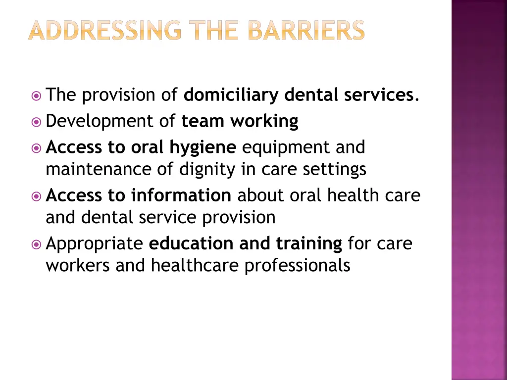 addressing the barriers