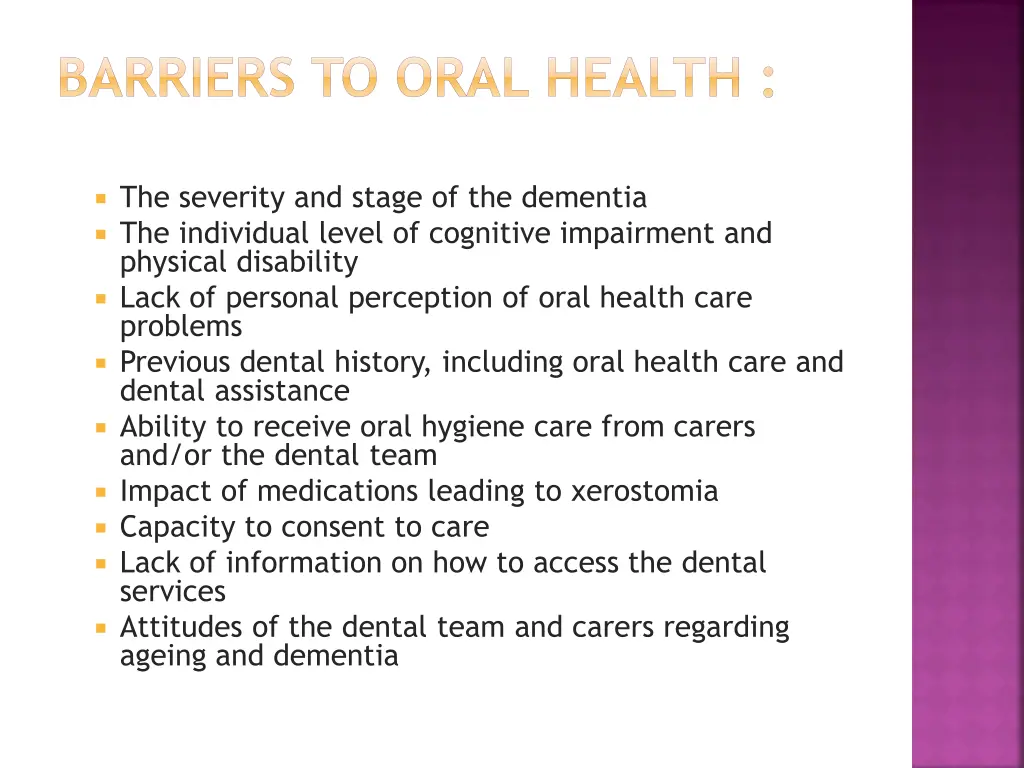 barriers to oral health