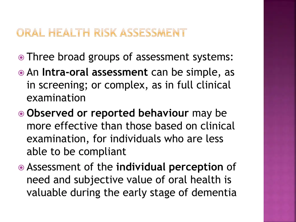 oral health risk assessment
