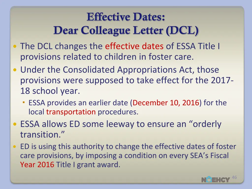 effective dates dear colleague letter dcl