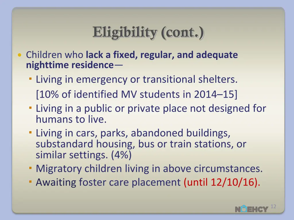 eligibility cont