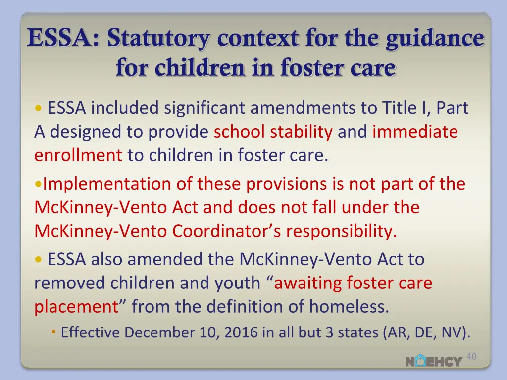 essa statutory context for the guidance
