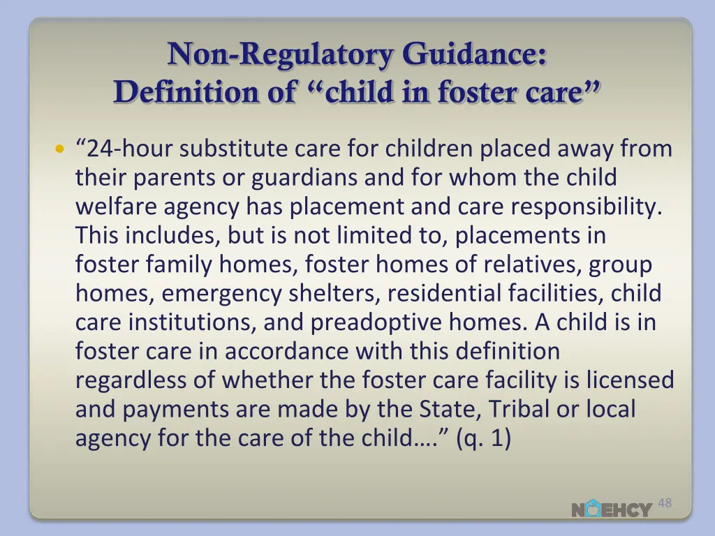 non regulatory guidance definition of child