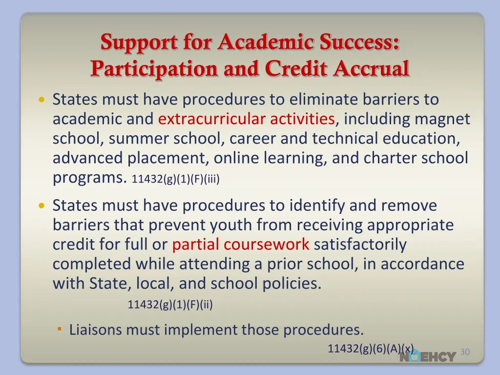 support for academic success participation