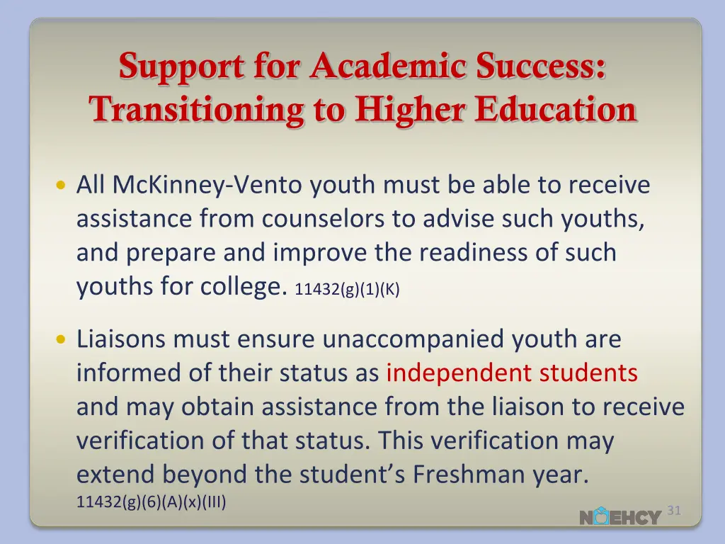 support for academic success transitioning