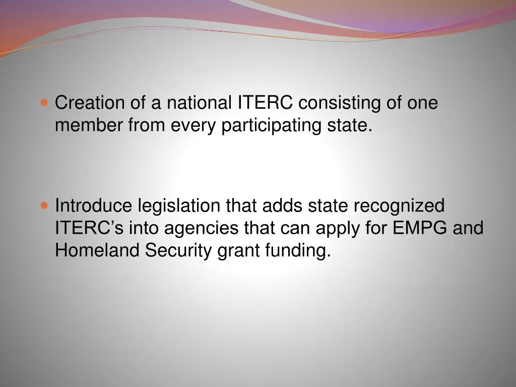 creation of a national iterc consisting