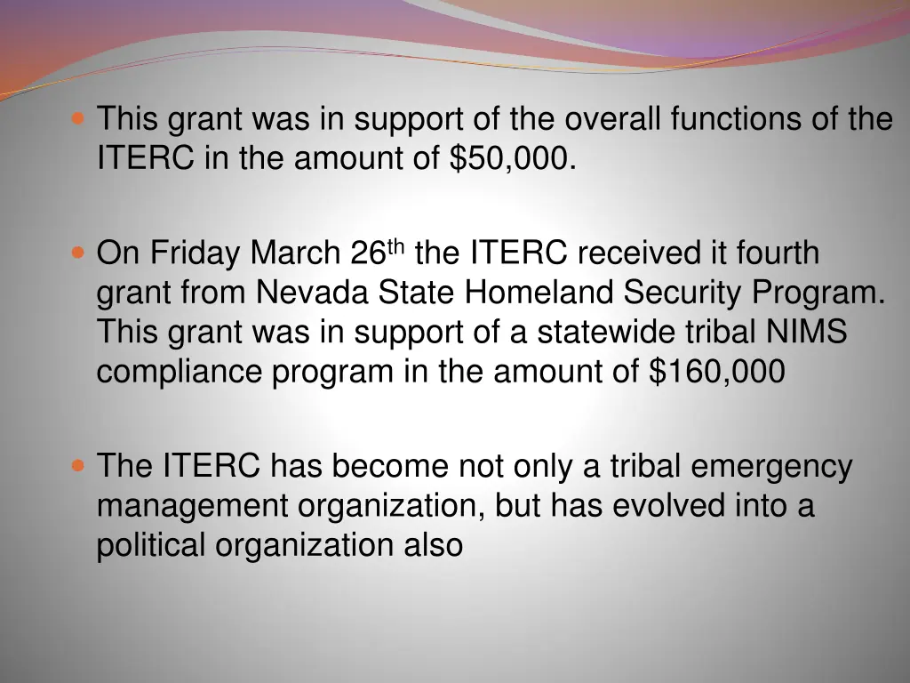 this grant was in support of the overall