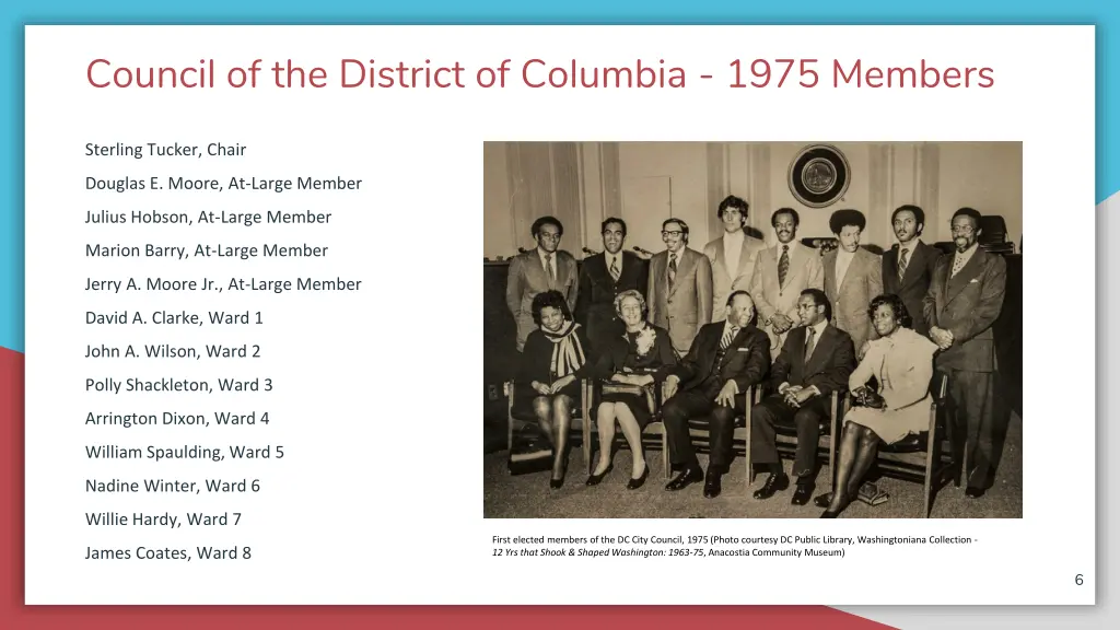 council of the district of columbia 1975 members