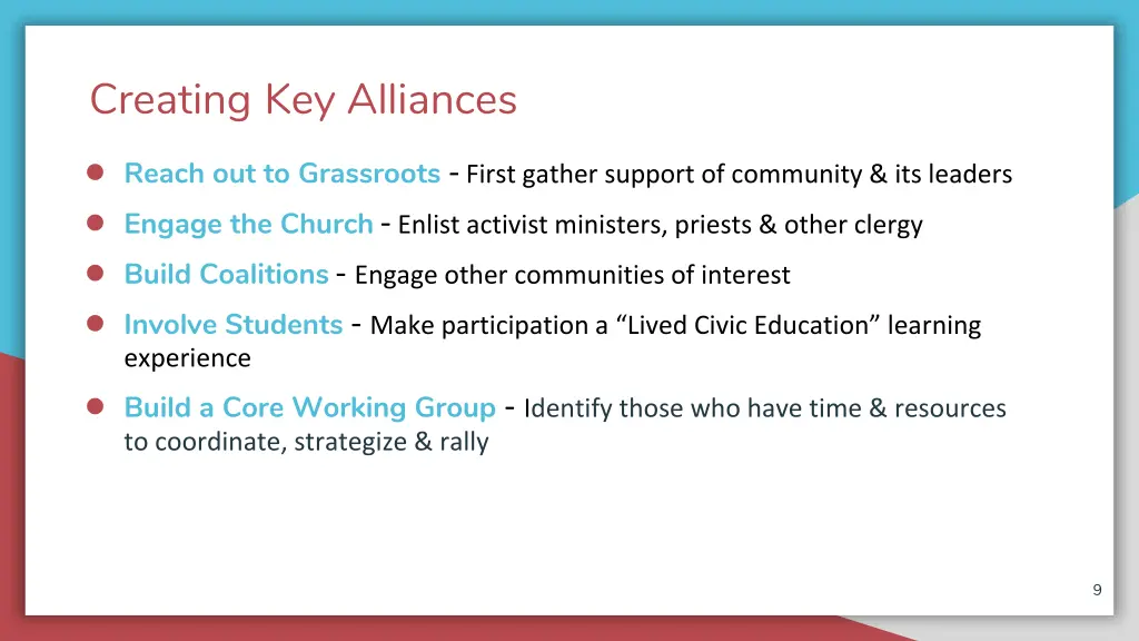 creating key alliances
