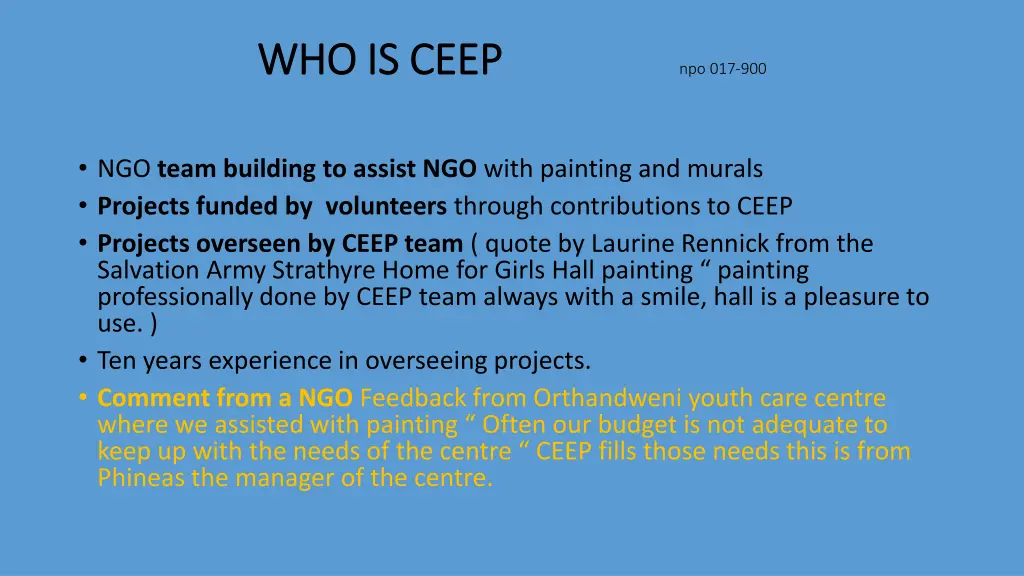who is ceep who is ceep npo 017 900