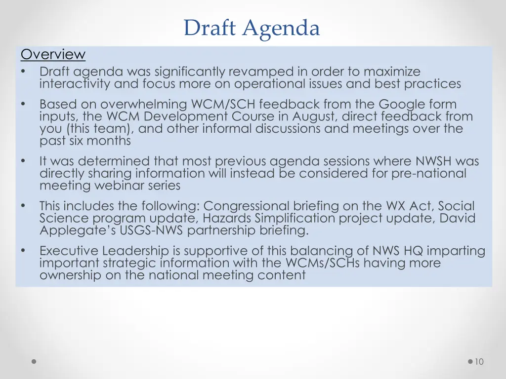 draft agenda
