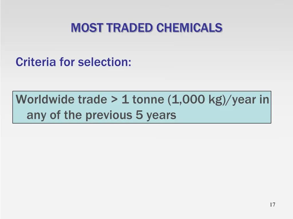 most traded chemicals
