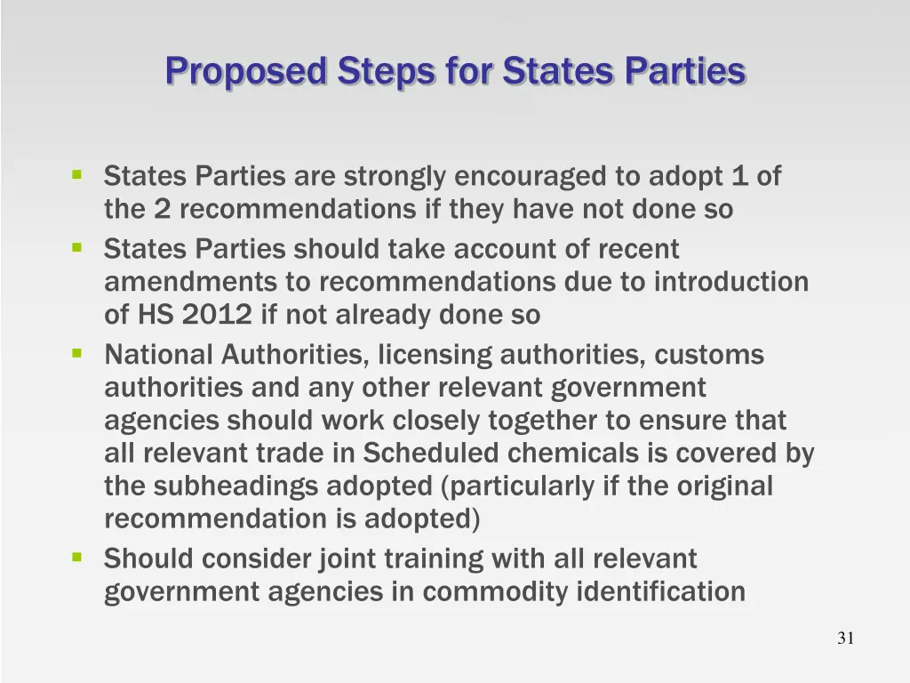 proposed steps for states parties
