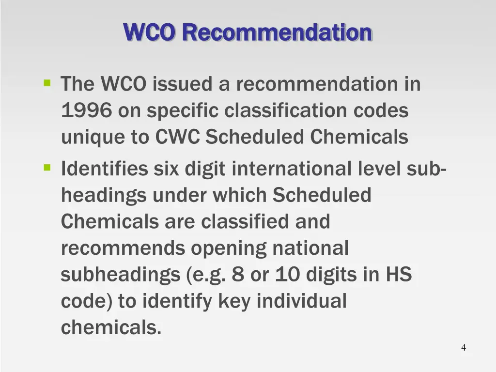 wco recommendation wco recommendation