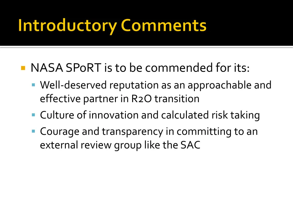 nasa sport is to be commended for its well