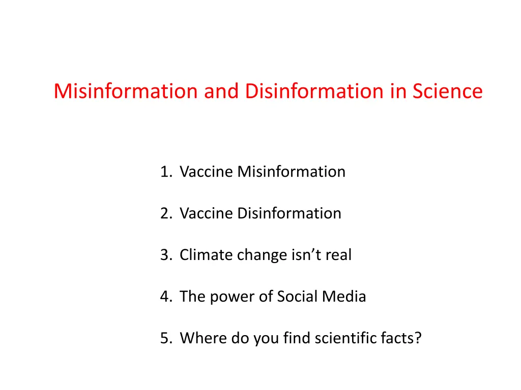 misinformation and disinformation in science