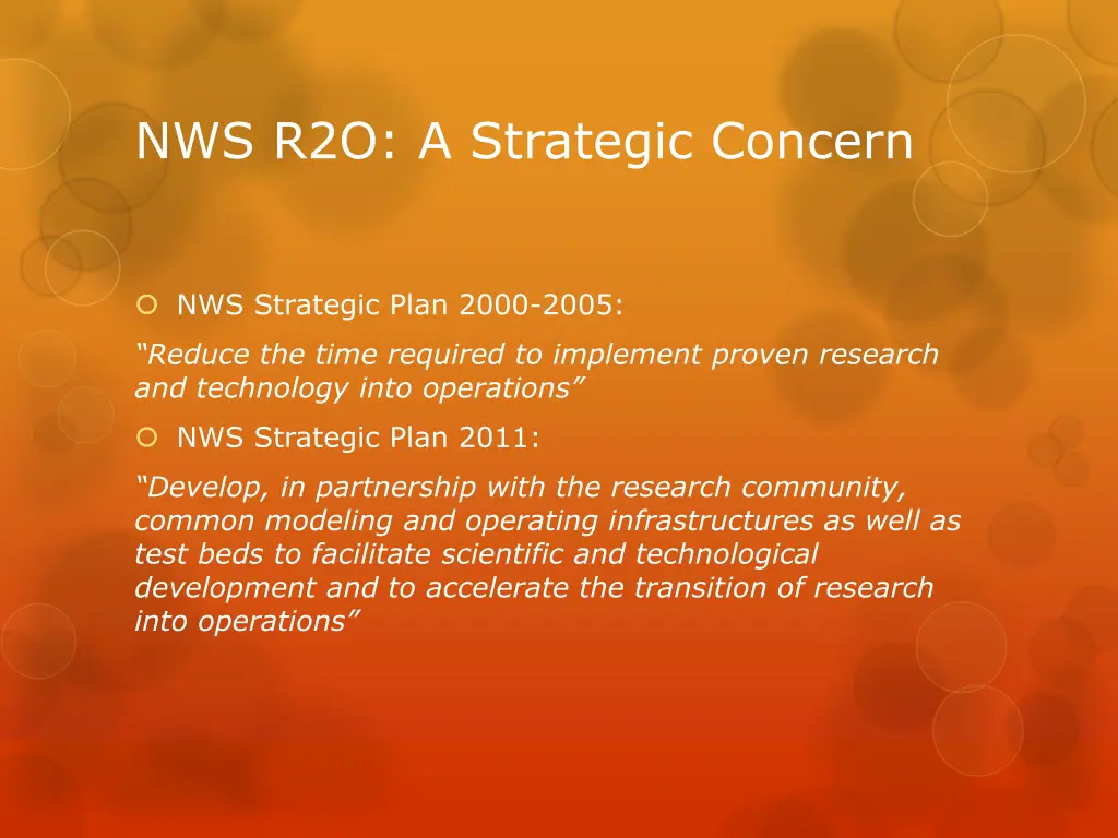 nws r2o a strategic concern