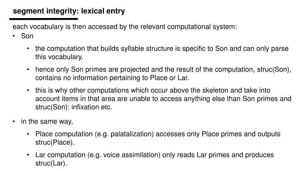segment integrity lexical entry 2