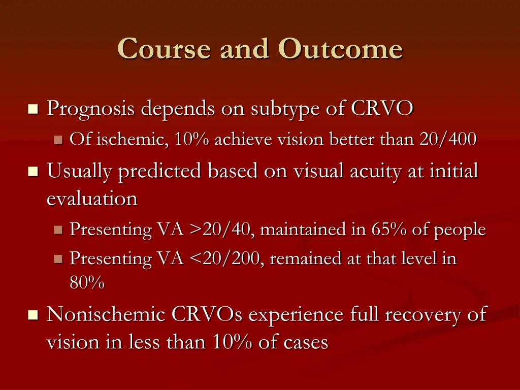 course and outcome