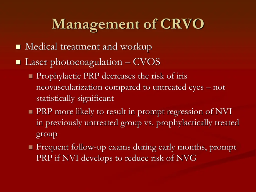 management of crvo