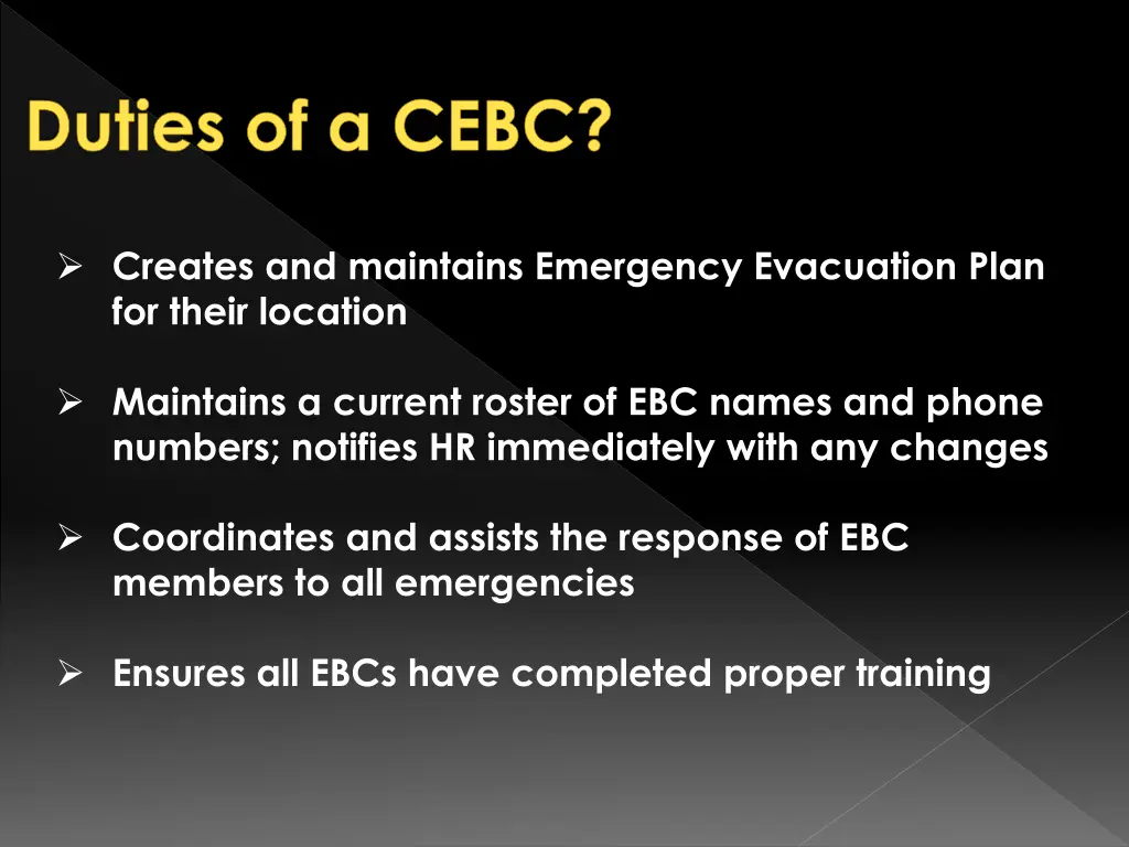 duties of a cebc