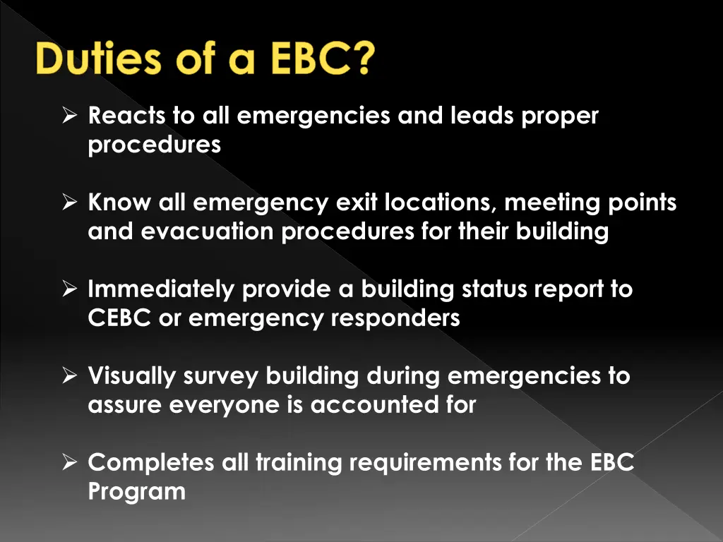duties of a ebc