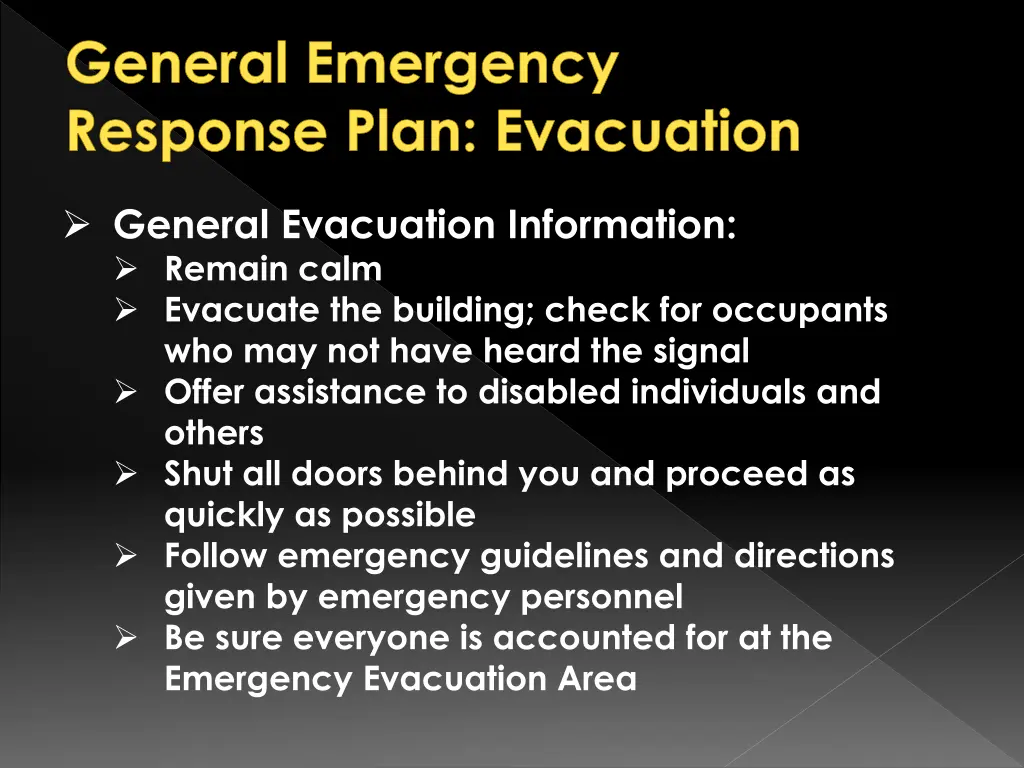 general emergency response plan evacuation