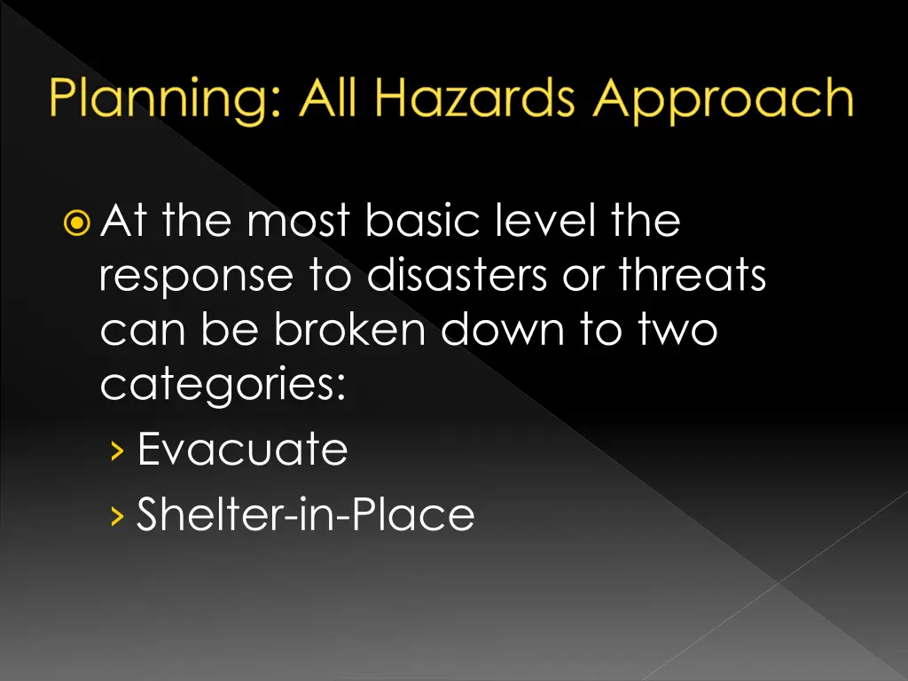 planning all hazards approach