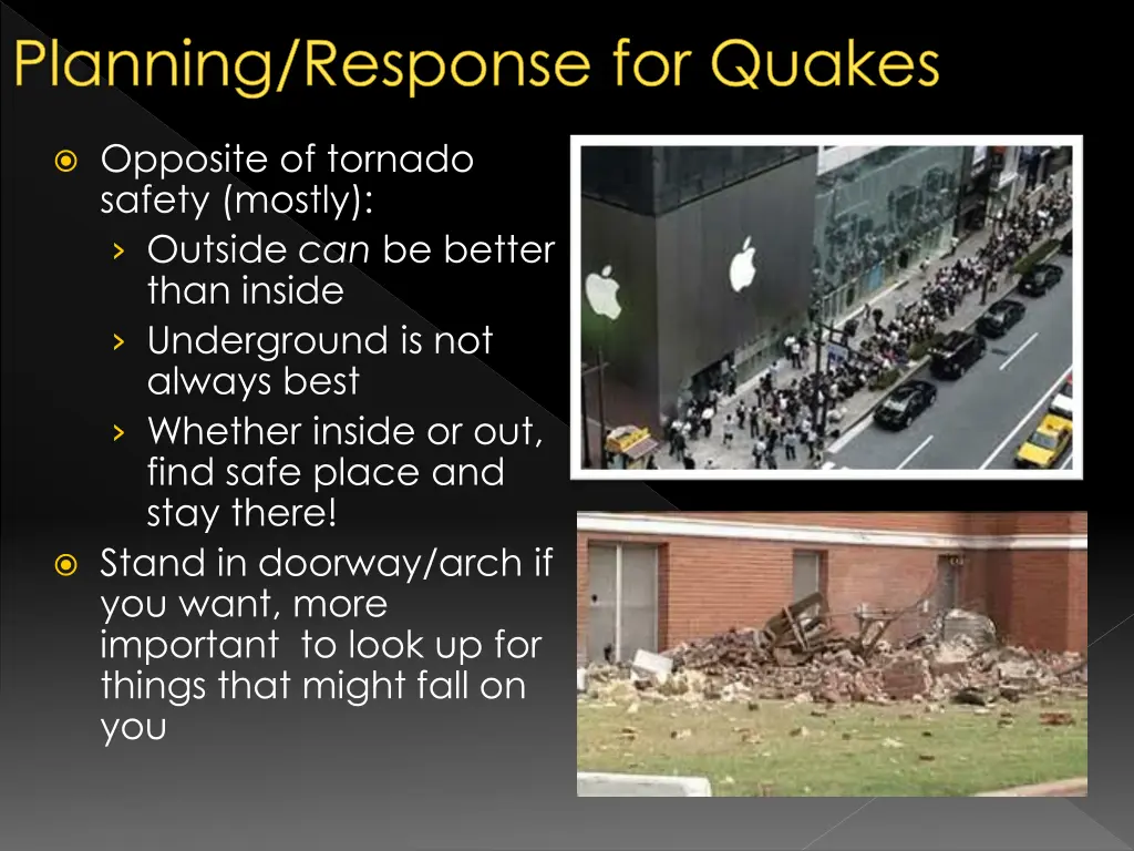 planning response for quakes