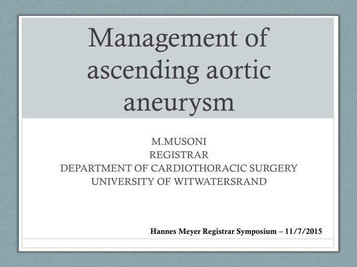 management of ascending aortic aneurysm