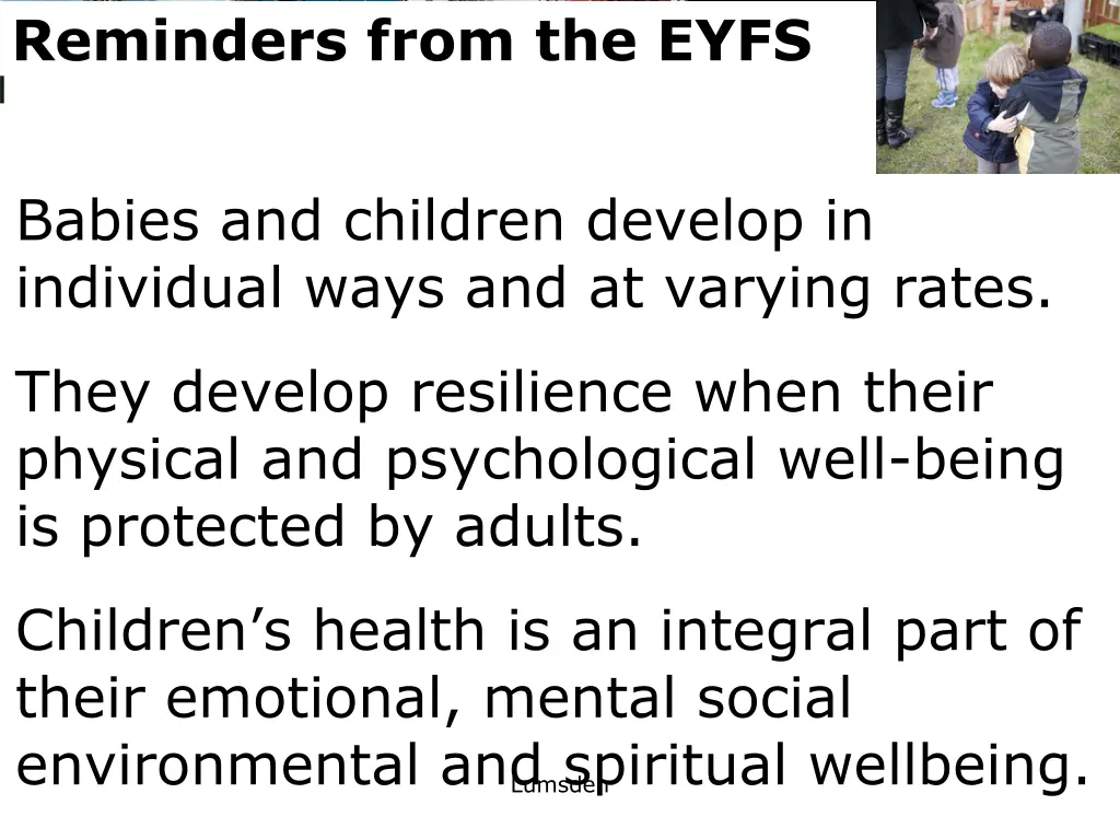 reminders from the eyfs