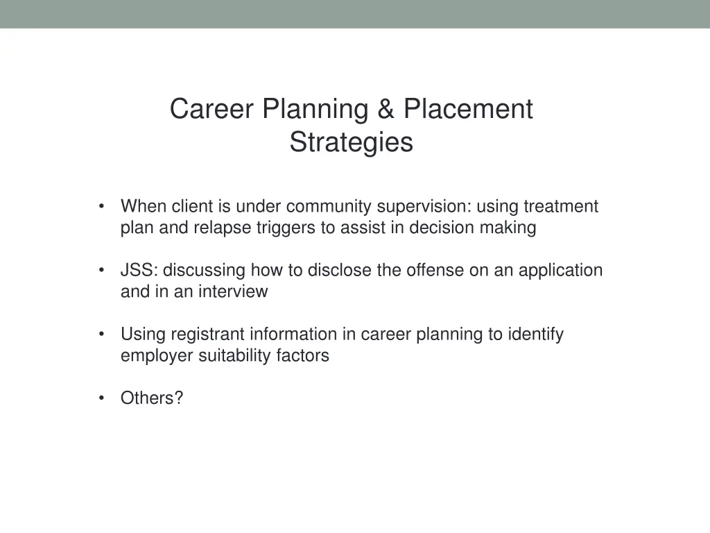 career planning placement strategies