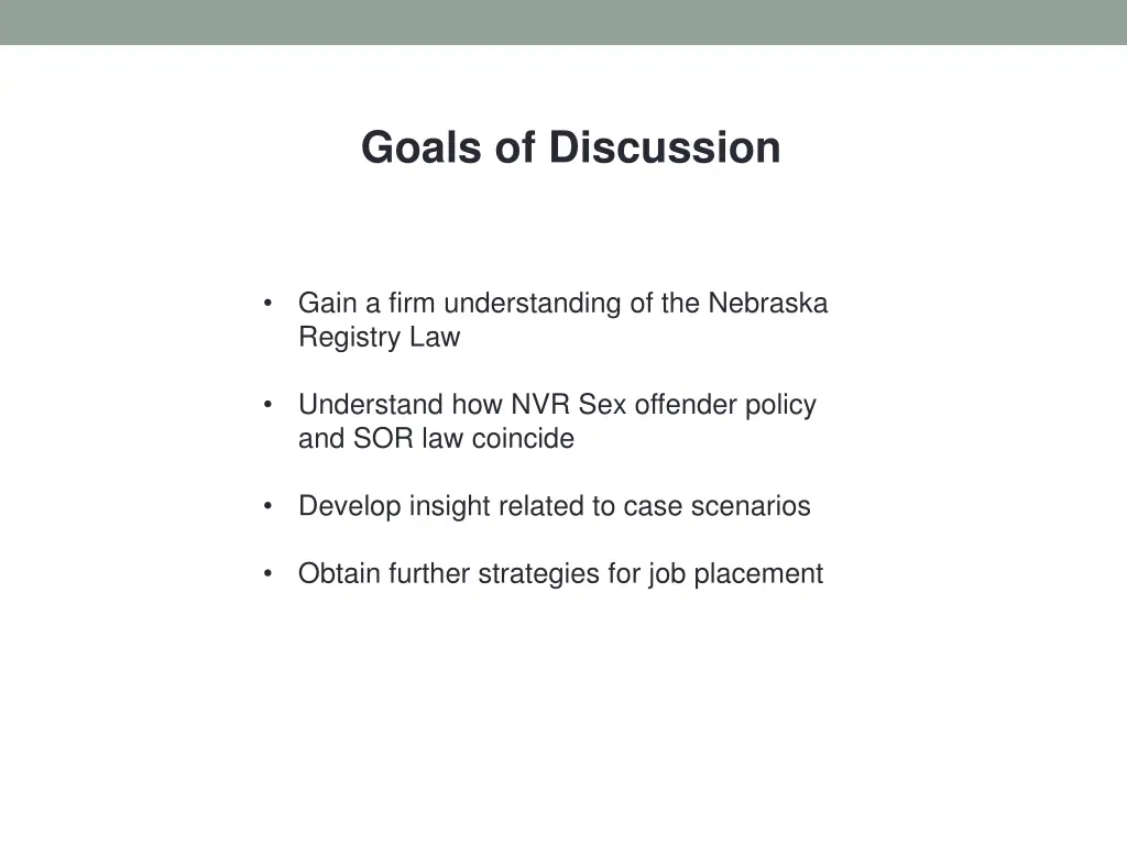 goals of discussion