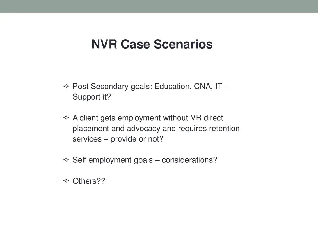 nvr case scenarios