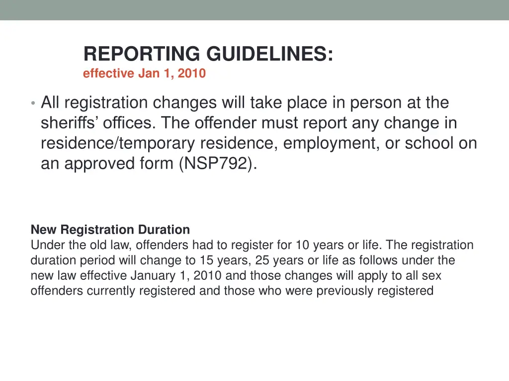 reporting guidelines effective jan 1 2010 1