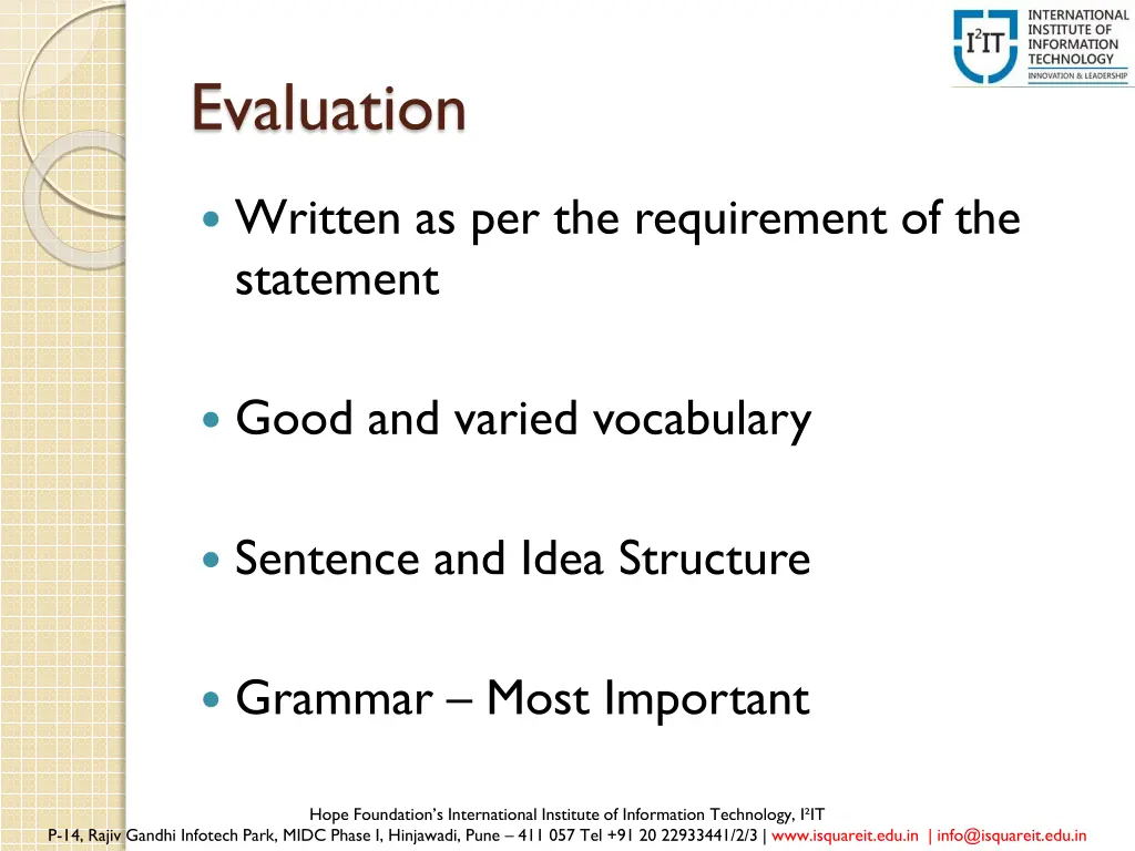 evaluation