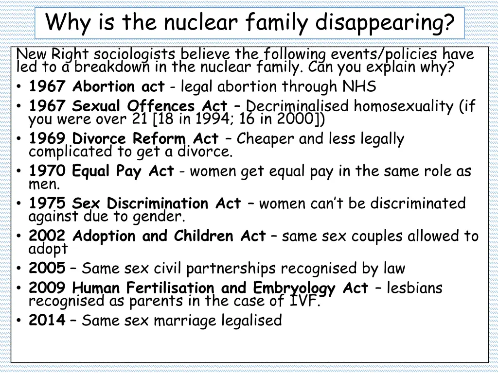why is the nuclear family disappearing new right