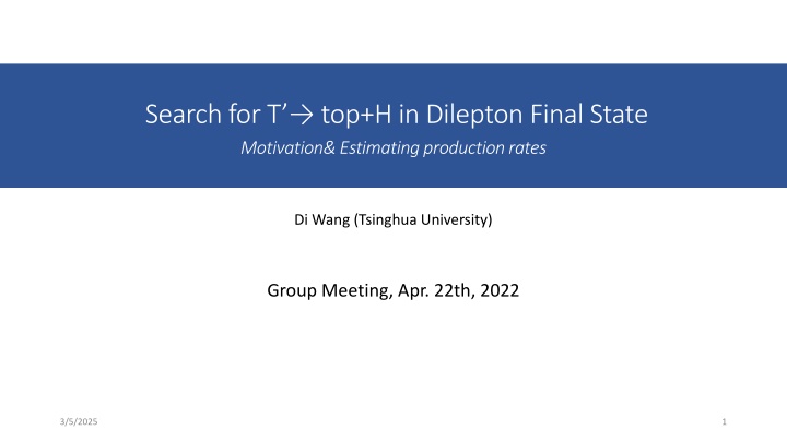 search for t top h in dilepton final state