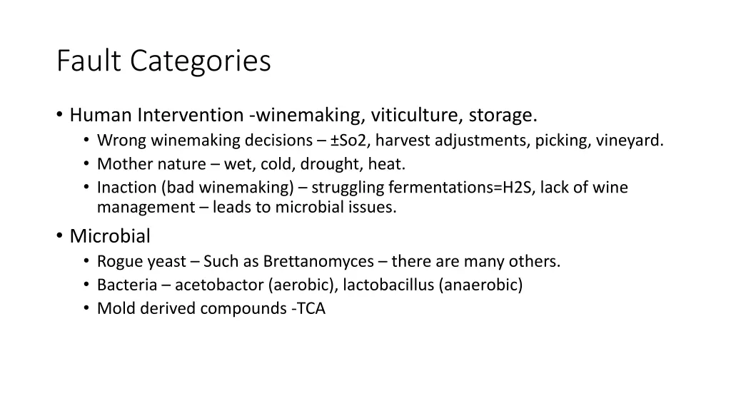 fault categories