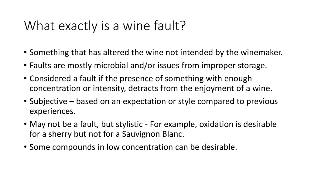 what exactly is a wine fault